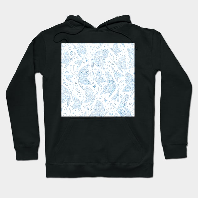 Paisley butterflies white-blue Hoodie by kobyakov